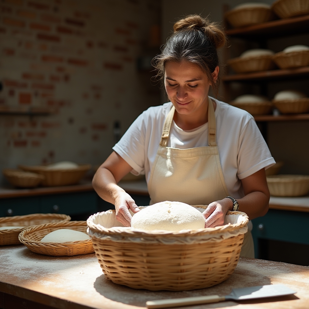 Formatura del pane nel banneton durante una lezione avanzata