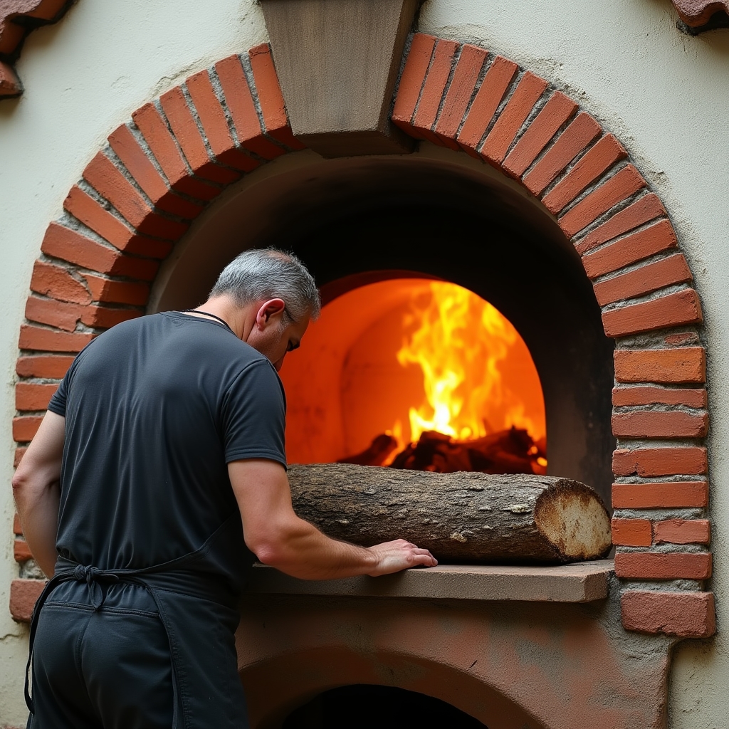 Vista esterna del forno a legna nel laboratorio artigianale di Rimini