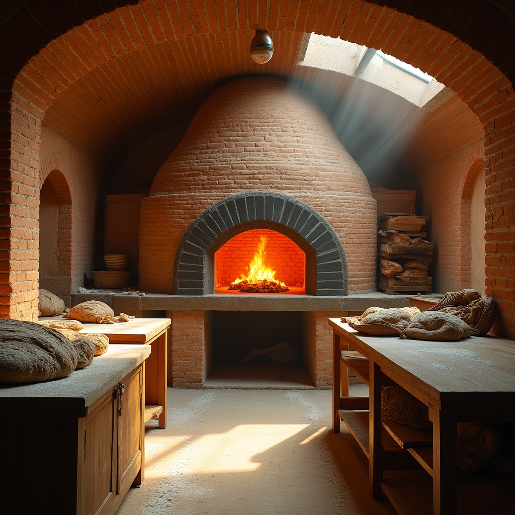 Laboratorio di panificazione artigianale con forno a legna