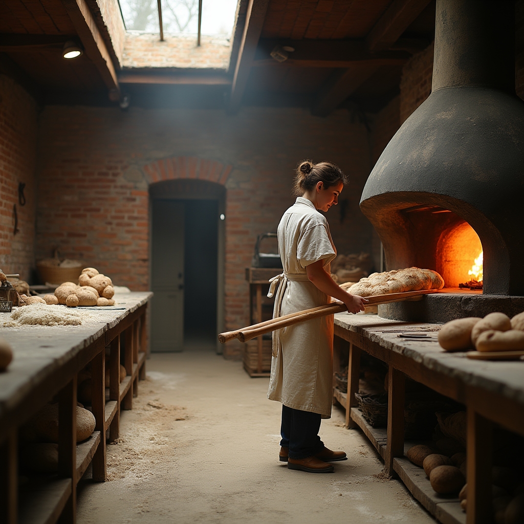 Interno del laboratorio di panificazione con forno a legna