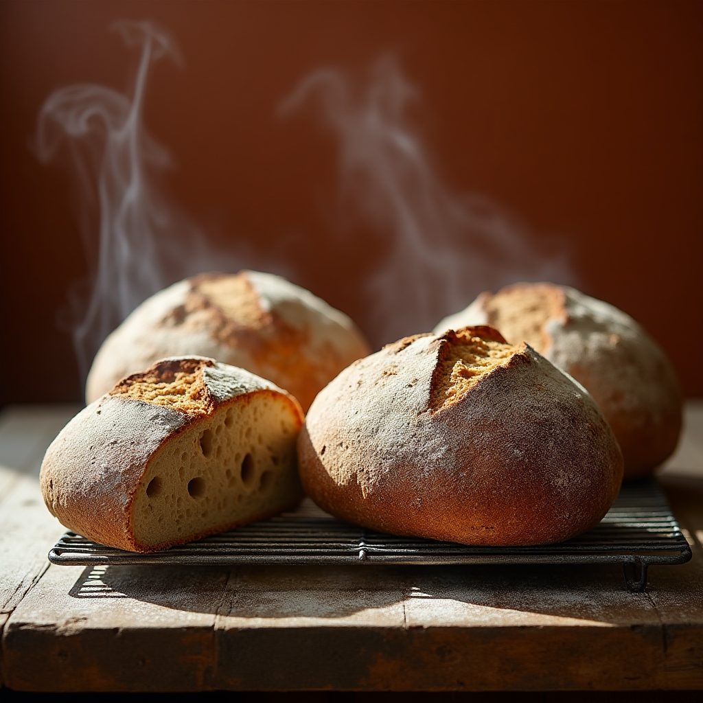 Pane artigianale con crosta dorata appena sfornato
